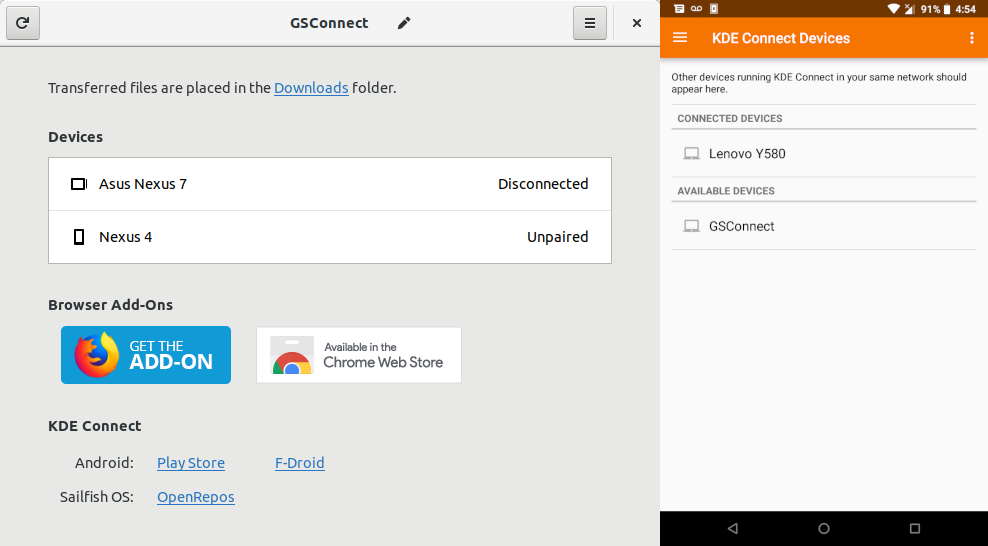 GSConnect & KDE Connect Android
