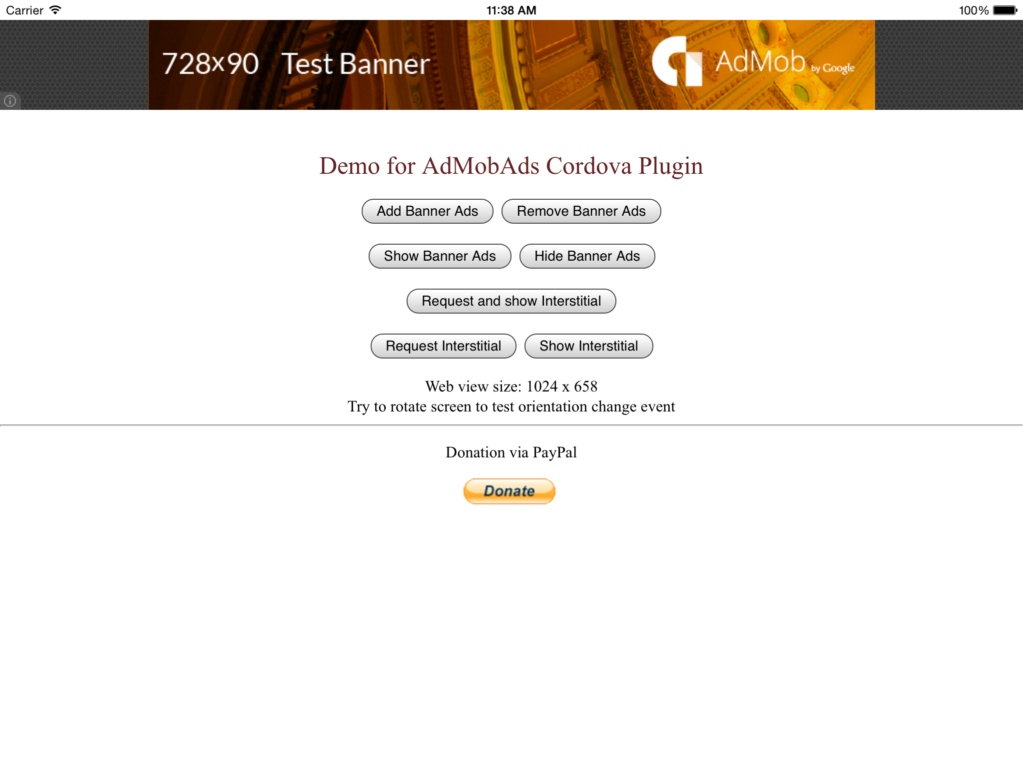 Phonegp Cordova admob plugin