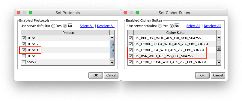 SSL Manager TLS Options